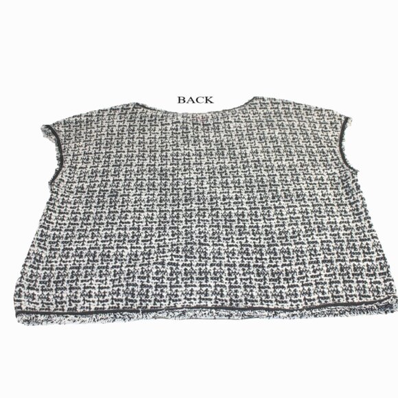 Max Studio Back Cream Tweed Raw Edging Extended Cap Sleeve Shell, Size X… - Picture 3 of 6